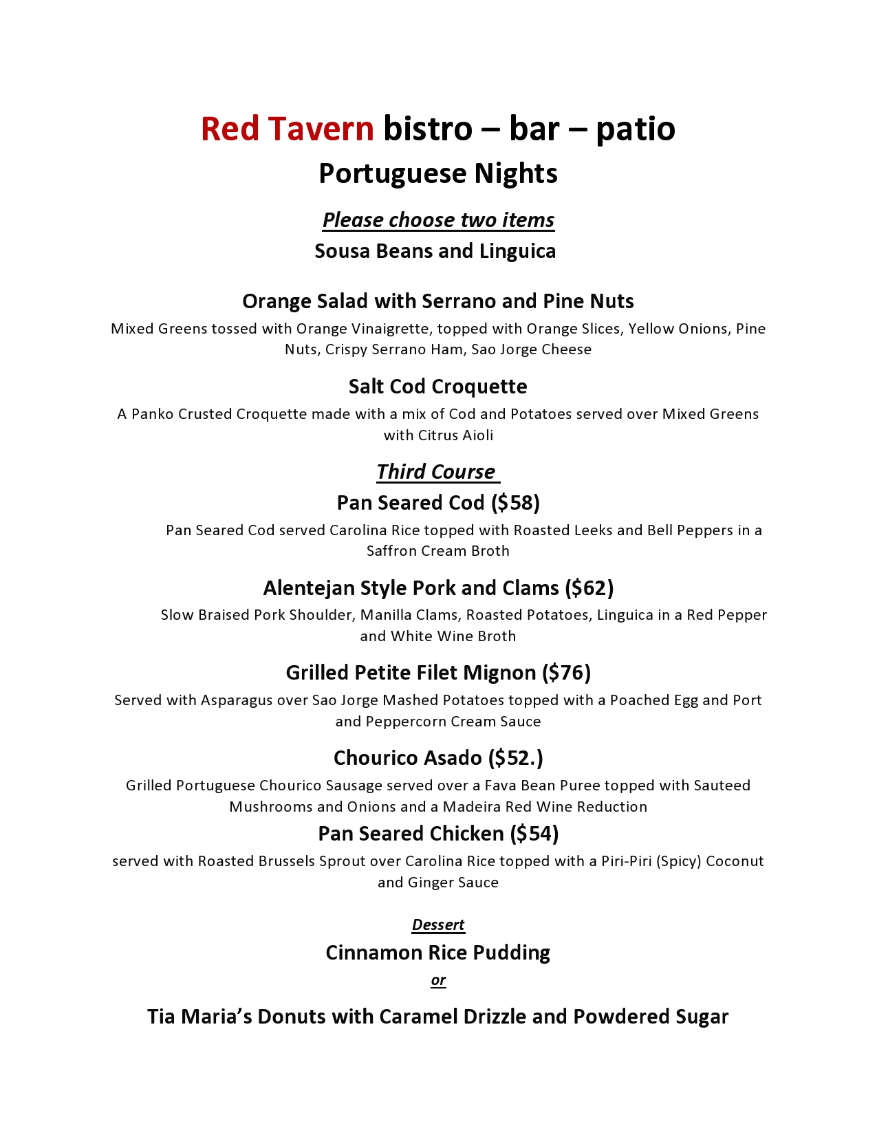 Red Tavern upcoming event: Portuguese Nights